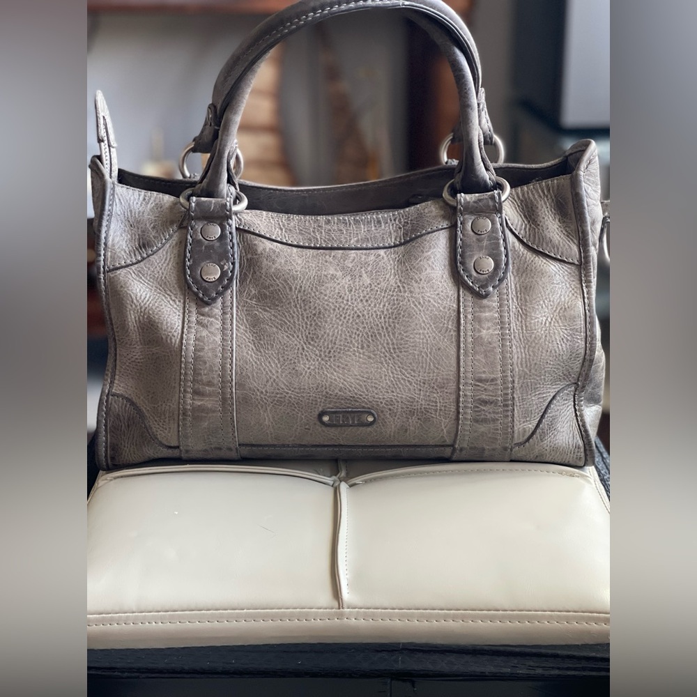 Frye Melissa Satchel in Distressed Gray Leather